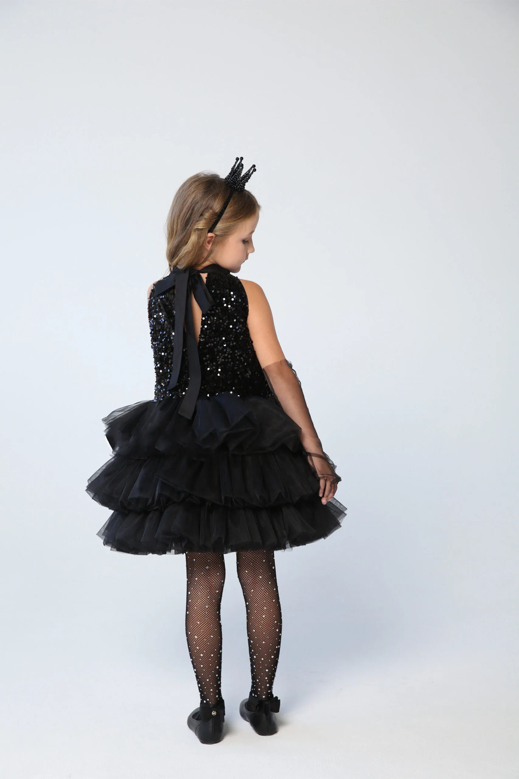 Flower Girl Dress for Wedding Sequins Sleeveless Tulle Elegant Piano Performance Dress Tiered Dress Birthday Party Gown Custom