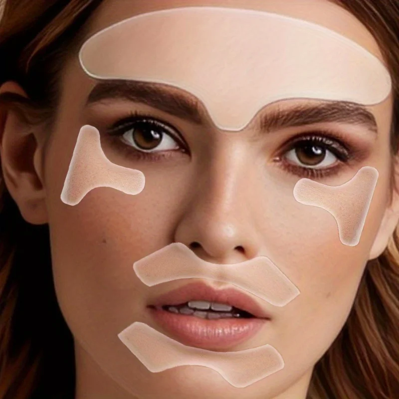 5 Stück Wiederverwendbare Silikon-Gesichtspflaster für Gesicht, Stirn, Mund und Augen, Hautpflege-Tools, Gesichtsstraffung, Hautfreundlich und Glatt