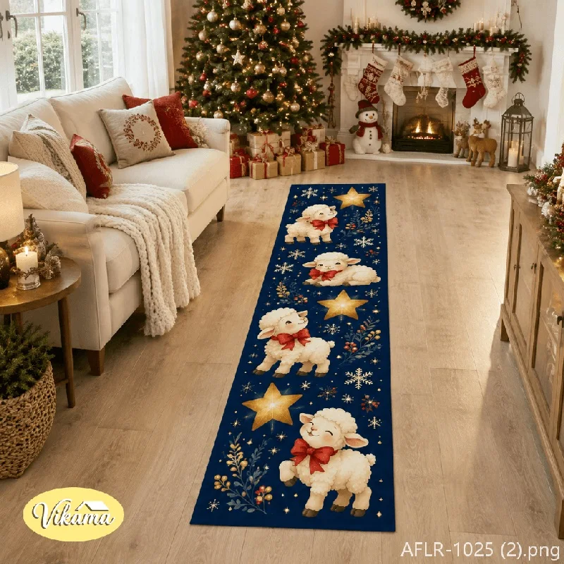 VIKAMA Gift & Bell Flannel Long Runner Rug, Non-Slip Quick Dry Floor Runner, Decor for Kitchen Hallway Laundry Room Entryway