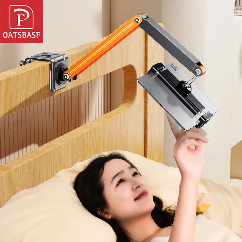 Oatsbasf Metal Tablet Stand Holder Clip Desk Bedside 360° Rotatable Phone Holder for 4.7-13.5