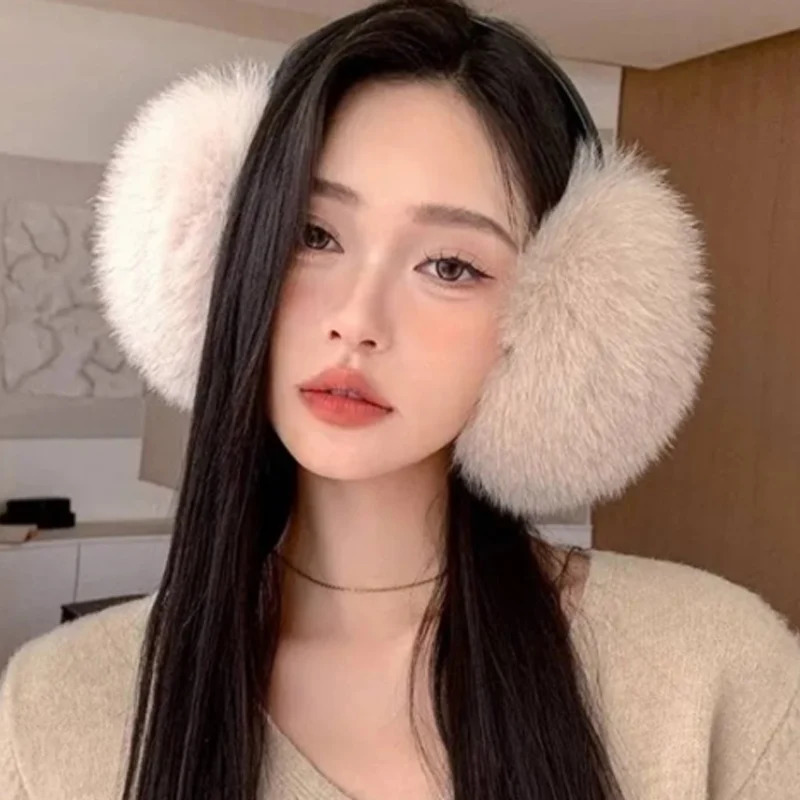 فرو المنك غطاء للأذنين النساء شتاء دافئ الأذن دفئا الأزياء الفاخرة في الهواء الطلق حماية الباردة الأذن يغطي الدافئة أفخم عقال سماعات الأذن