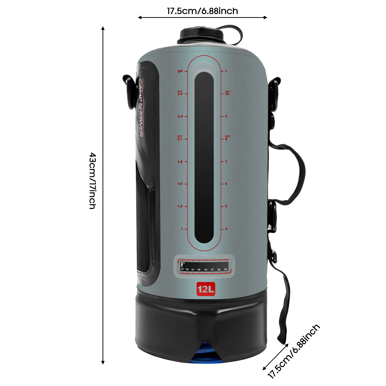 دش التخييم دش بالطاقة الشمسية حديقة دش مع مضخة 3 جالون، 12 لتر، رأس دش محمول وقابل للإزالة خرطوم دش حقيبة #2