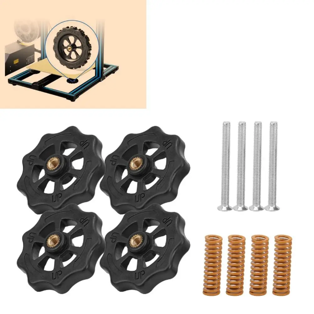 4pcs Upgraded Durable Leveling Kit Nuts Precision Stable Hot Bed Spring Hand Twist Nuts For Ender 3 Series