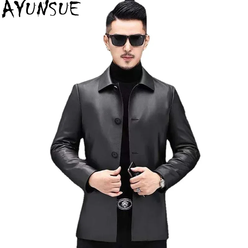 

AYUNSUE Leather Jacket Men Autumn Winter Cowhide Jackets Men's Sheepskin Coat 8XL Male Custom Made Clothes Jaqueta De Couro
