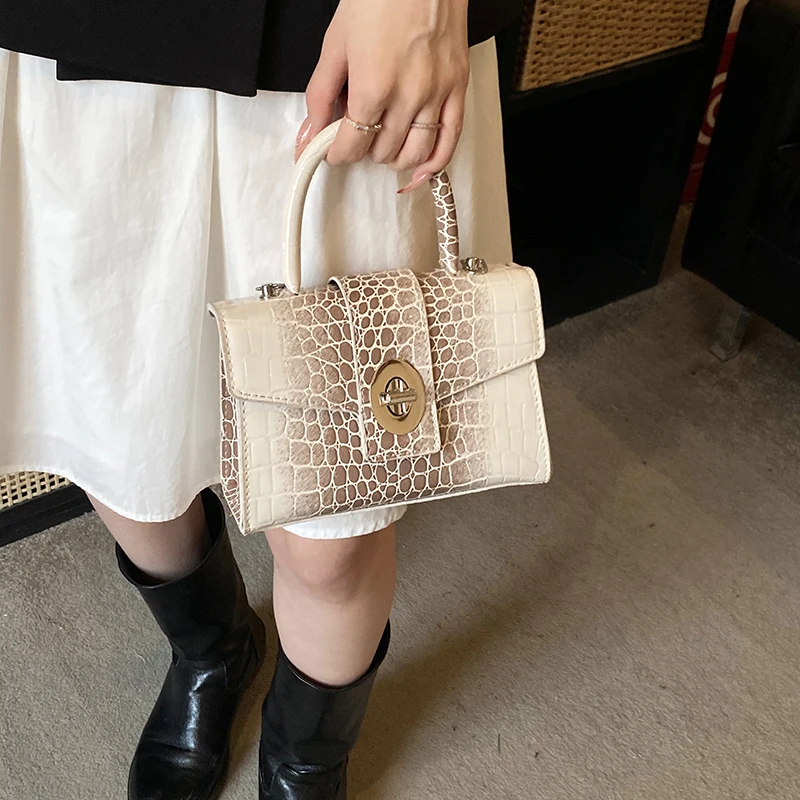 

Новые брендовые роскошные сумки с верхней ручкой для женщин, дизайнерская сумка через плечо из искусственной кожи с узором под крокодила, маленькая клатч-сумка для вечеринок