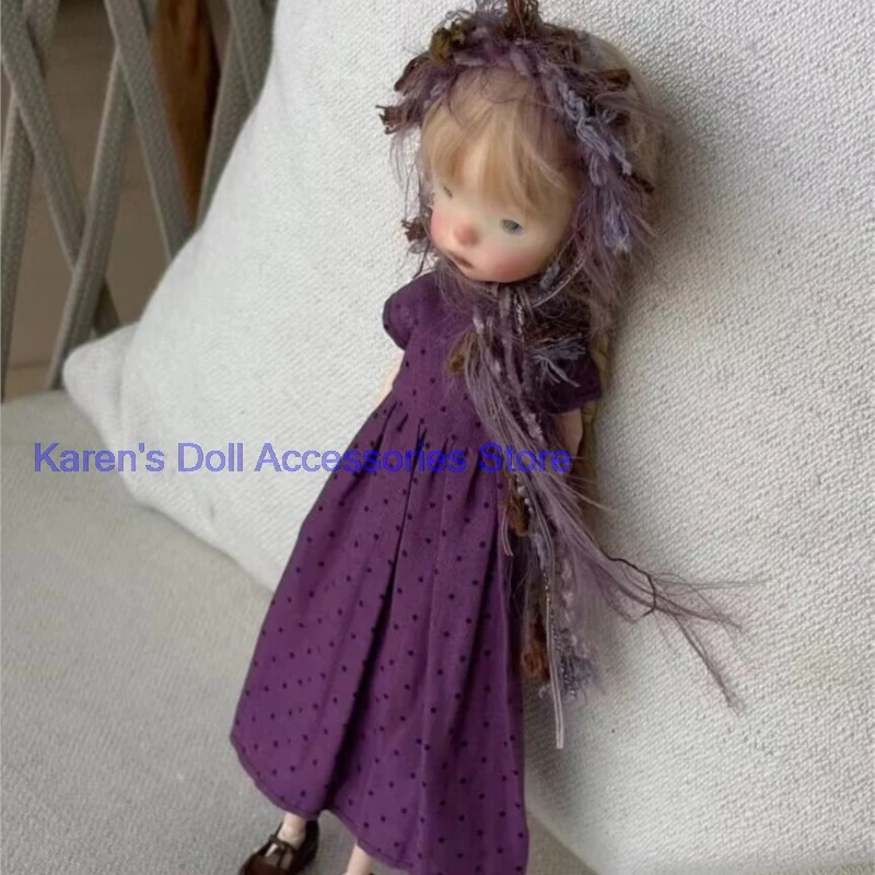 2pcs Cotton and linen jumpsuit long skirt+crochet headband for landoudou/Blythe(Fit for Lulu,ymy24,Ob22,24,26,zone, Jenny)