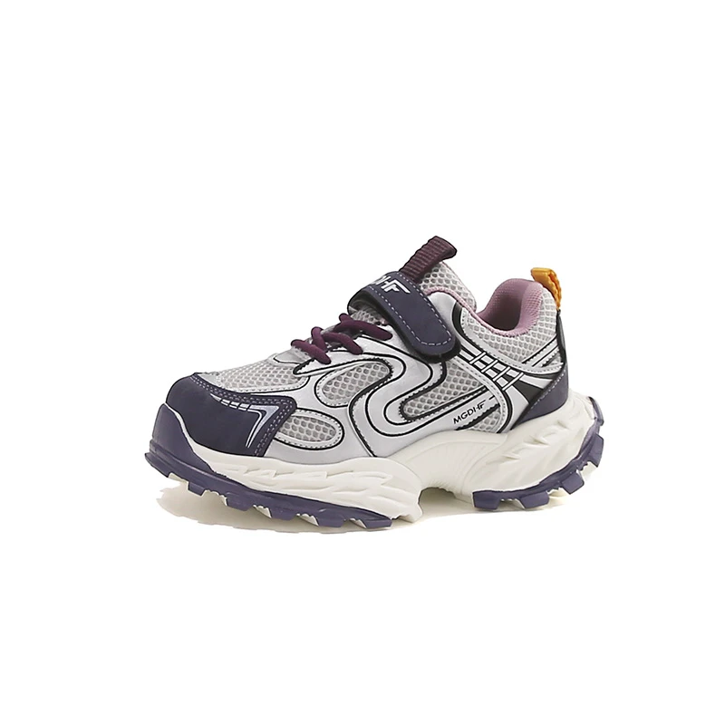 Kids Chunky Sneakers with Hook and Loop Strap, Breathable Mesh Boys Girls Dad Shoes, Non Slip Thick Sole Casual Walking EU 26-37
