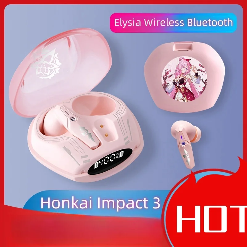 Honkai Impact 3 Elysia TWS 5.0 Wireless Bluetooth Earphones HiFi Real Herrscher Anime Fans Joint Voice Earphone