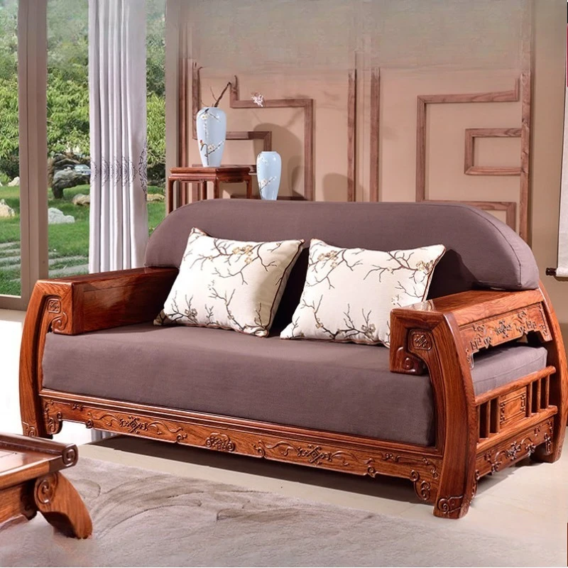 Rosewood furniture, new Chinese-style sofa, natural wood living room soft combination