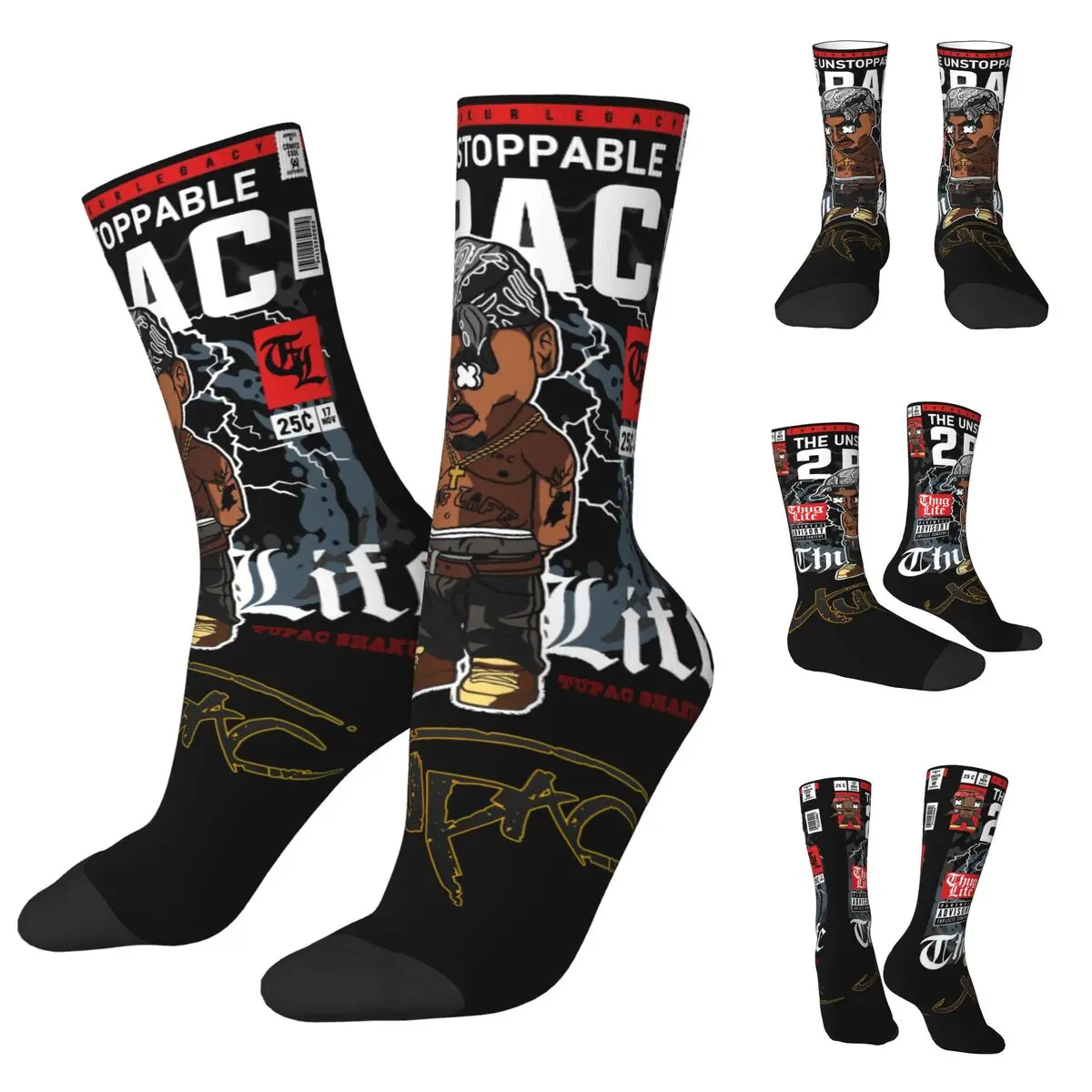 3D printing cosy Unisex Socks,Cycling Rapper Tupac Interesting Four Seasons Socks