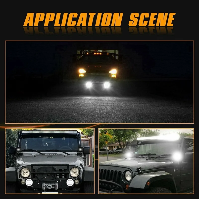 LICE-6Pcs 4 Inch LED Work Light Combo Spot Flood Off Road Driving Amber Fog Lamp