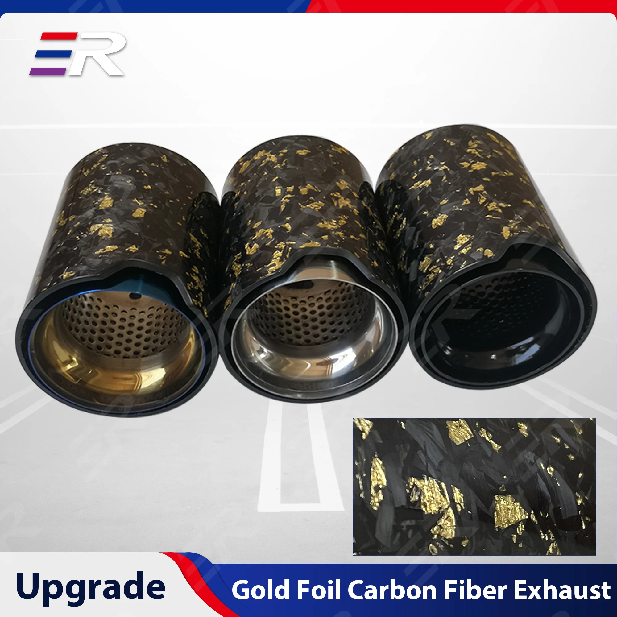 

ER Real Forged Carbon Fiber Exhaust Tips Stainless steel Car accessories Tail Pipe nozzles for muffler modification NO LOGO