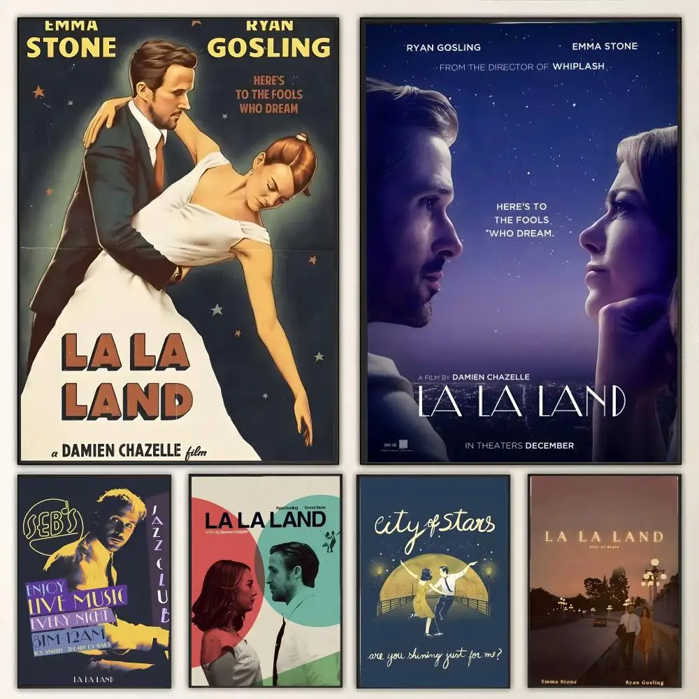 Dreamy Film La La Land Painting Calligraphy Canvas Poster Wall Art for Living Room Bedroom Cafe Decor Gift
