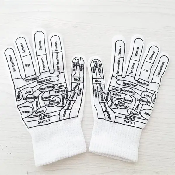 2Pcs Hand Glove, Hand Reflexology Tools Print Mittens, Comfortable to Wear Hand Massage Gloves for Men Women