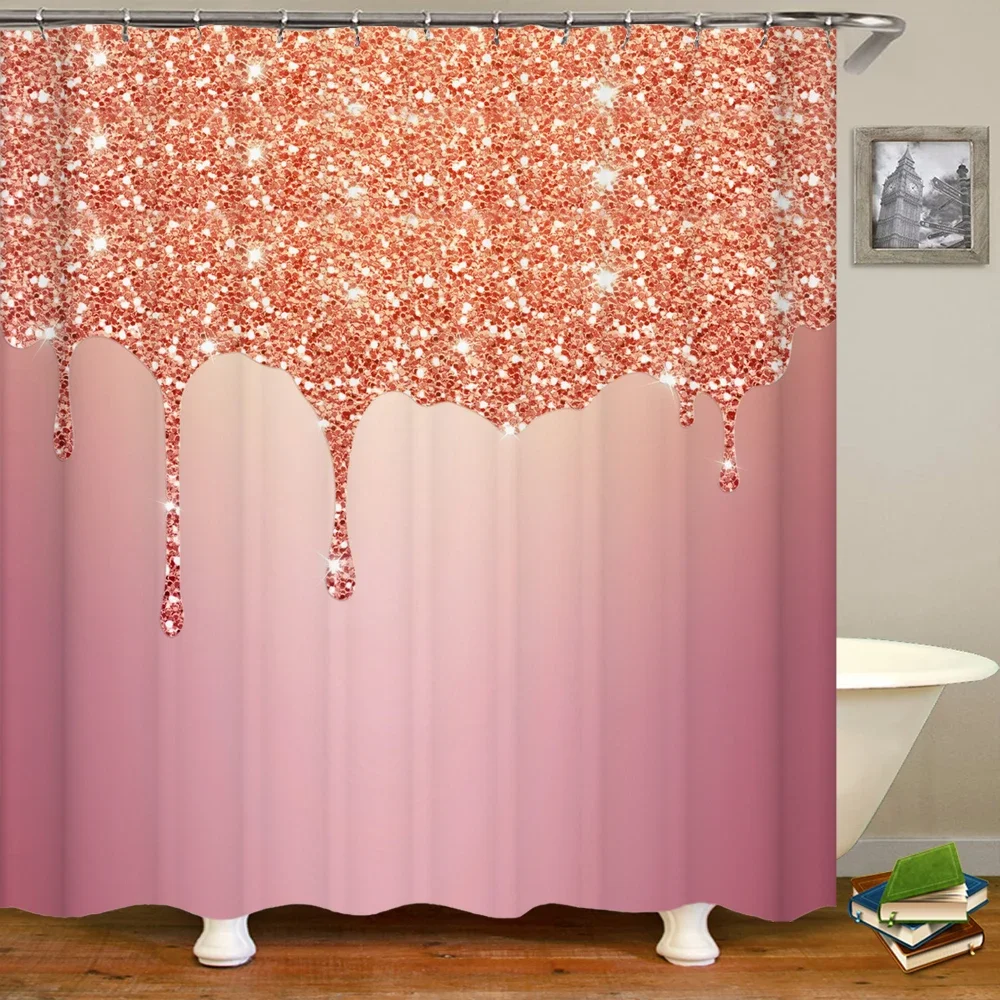 Golden Dream Glisten Printed Shower Curtain With Hook waterproof Bathroom Curtain Polyester Curtain 3D Shower curtains 240*180cm