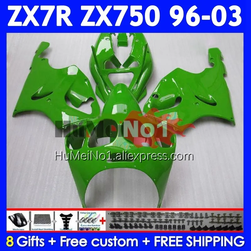 Body Kit For KAWASAKI NINJA ZX 7R 7 R 750 211No.61 ZX750 ZX-7R ZX7R ZX-750 ALL Green 1996 1997 1998 1999 00 01 02 03 Fairing