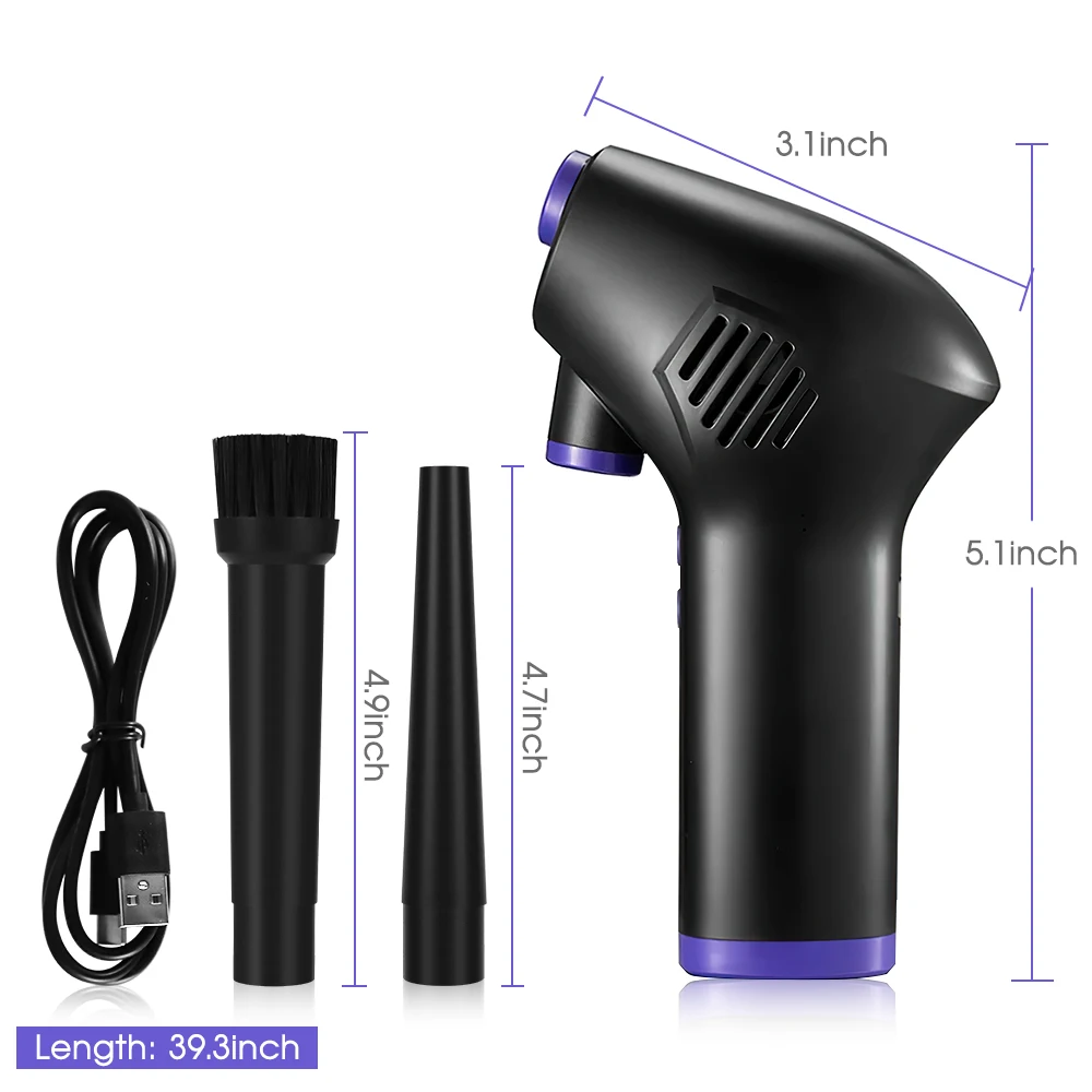 Go! Wireless Air Duster USB Dust Blower Handheld Dust Collector Rechargable Large Capacity Portable for PC Laptop Car Clean