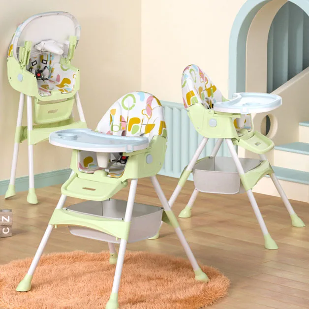 Silla alta portátil para niños y bebés, plegable, ajustable en altura, para comer, venta al por mayor