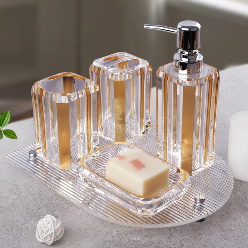 Acrylic Bathroom Wash Set Soap dish Mouthwash cup Lotion tank home decoration Toilet Home Furnishings Shampoo split bottle