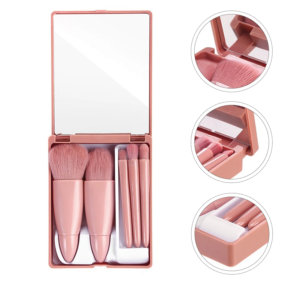 5Pcs Face Makeup Brush Set High Density Fiber Bristles Easy Carry for Cream Powder Blusher Foundation Eyeshadow Women Beauty