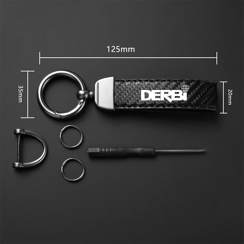 DERBI EBE EBS D50B0 변형 스포츠 R GPR 액세서리 용 고급 탄소 섬유 오토바이 키 체인 홀더 열쇠 고리