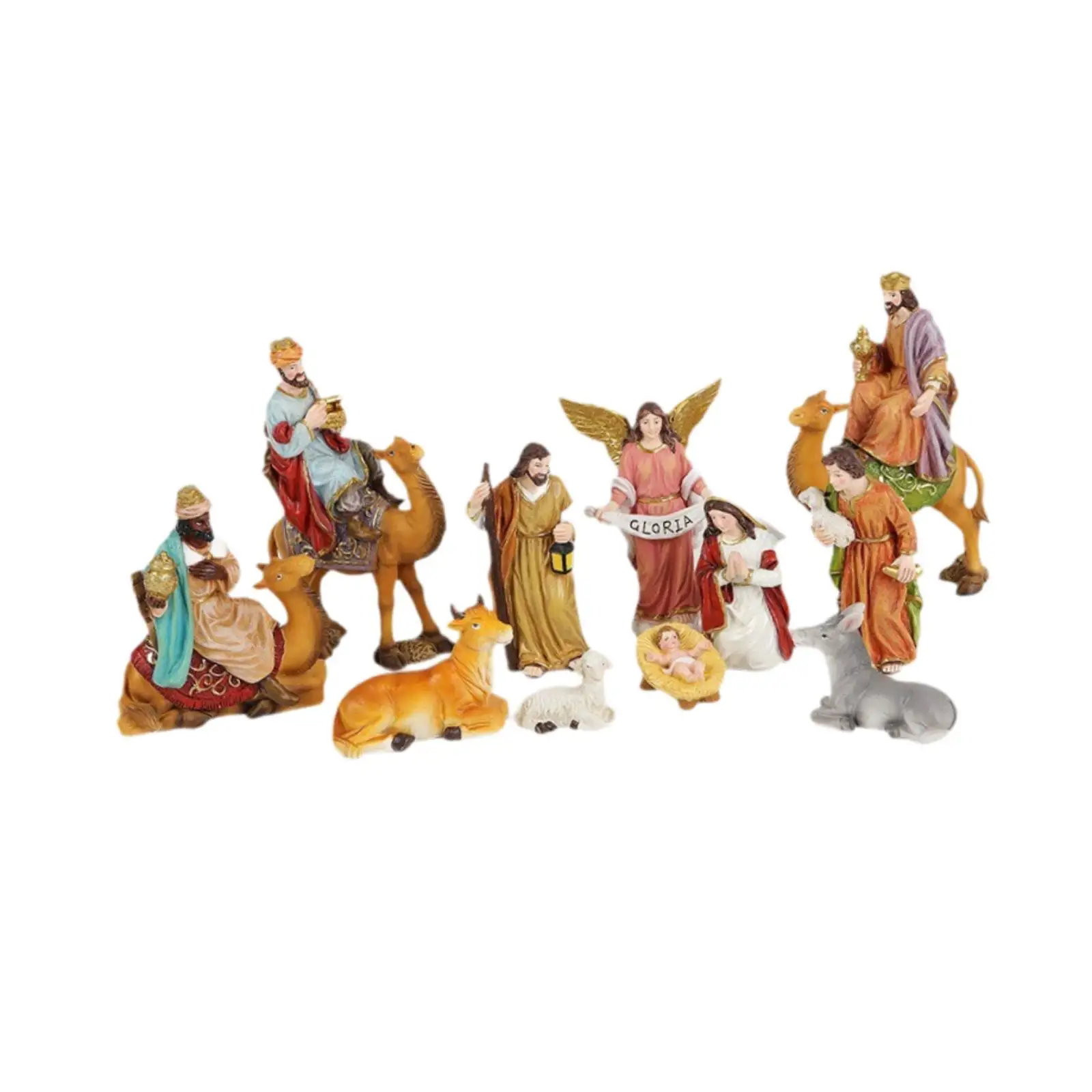 Christmas Nativity Scene Resin Statue Set Luxury Room Decoration Aesthetic Home Ornaments for Mantel and Cabinet