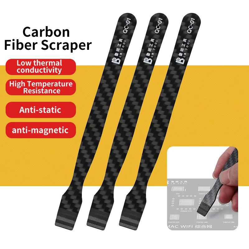 LB QC-01 BGA Carbon Fiber Solder Paste Scraper High Temperature Resistance Anti Static for Phones PCB Soldering Stencil Tools