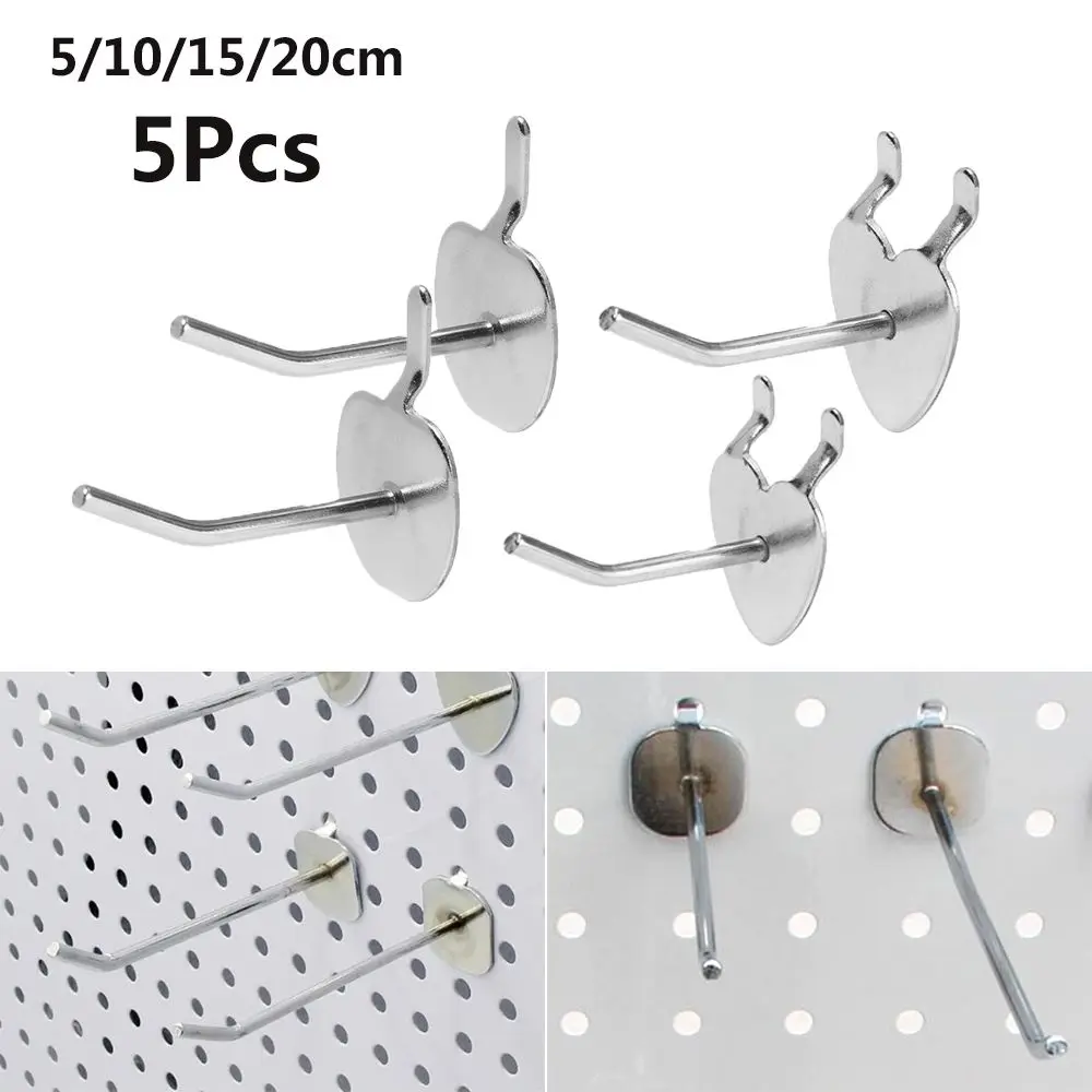 5Pcs Metal Home Panel Perforated Hang Fits Storage Racks Goods Shelf Retail Shop Peg Display Hooks