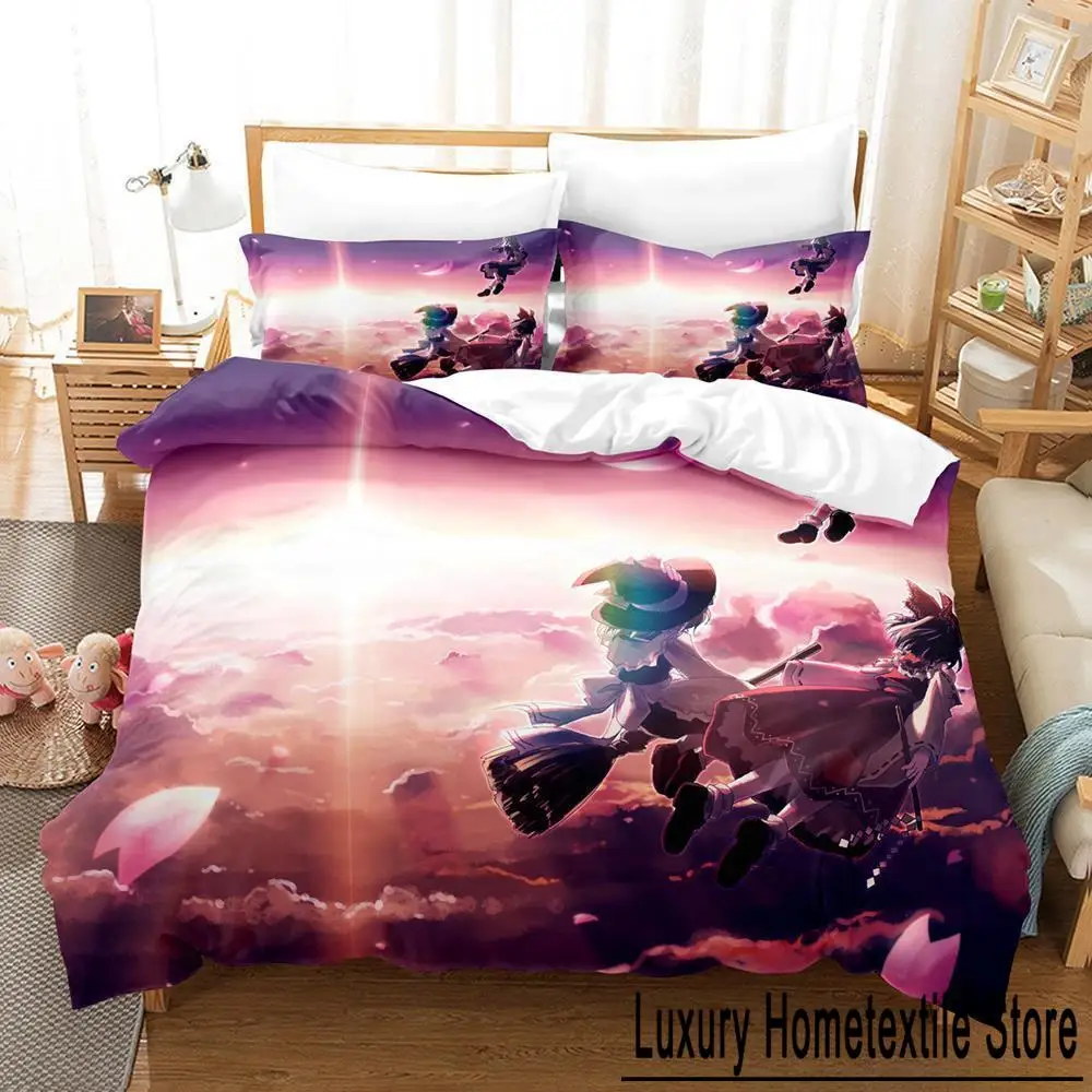 3D Touhou Project Remilia Scarlet Bedding Set Cartoon Anime three-piece set Adult Kid Bedroom Duvet cover Sets 3D Kawaii Girls