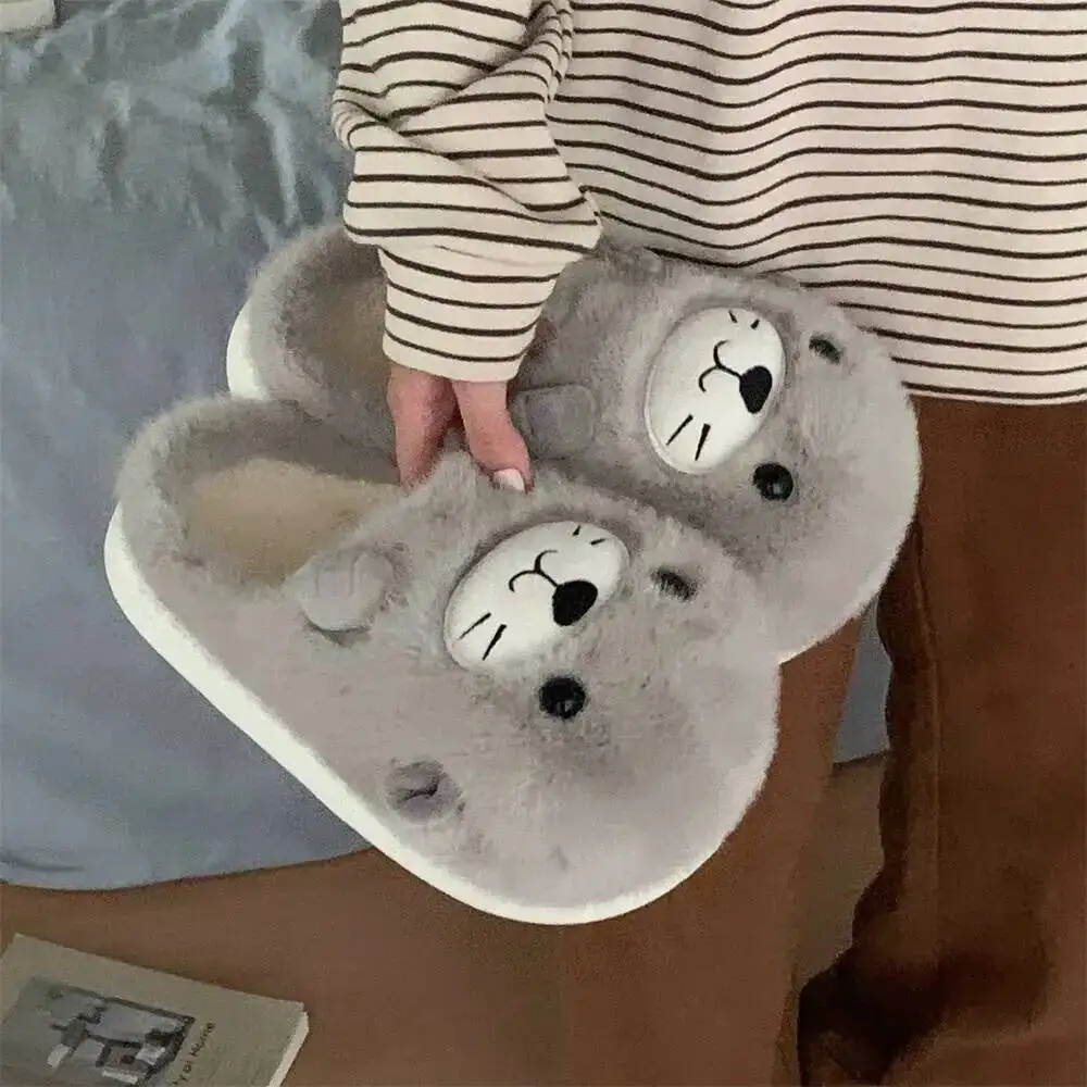 

Cute Cartoon Sea Lion Home Slippers Winter Warm Indoor Household Slippers Couples Anti Slip Cotton Footwear For Men & Women