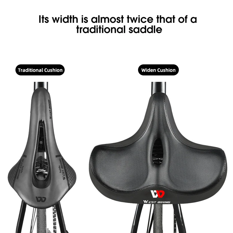 WEST BIKING Widen Bicycle Saddle Ergonomic Thick Comfortable Bike Saddle Shock Absorbtion MTB E-Bike Cushion Bicycle Accessories