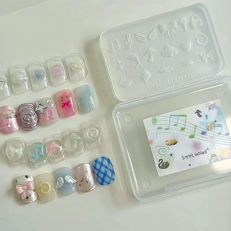 Y2K Mini Niedliche Schmetterlingsflügel Noten Schleife 3D Nagelkunst Dekorationen Transparente Silikonform für Nagelkunst – Detail 7