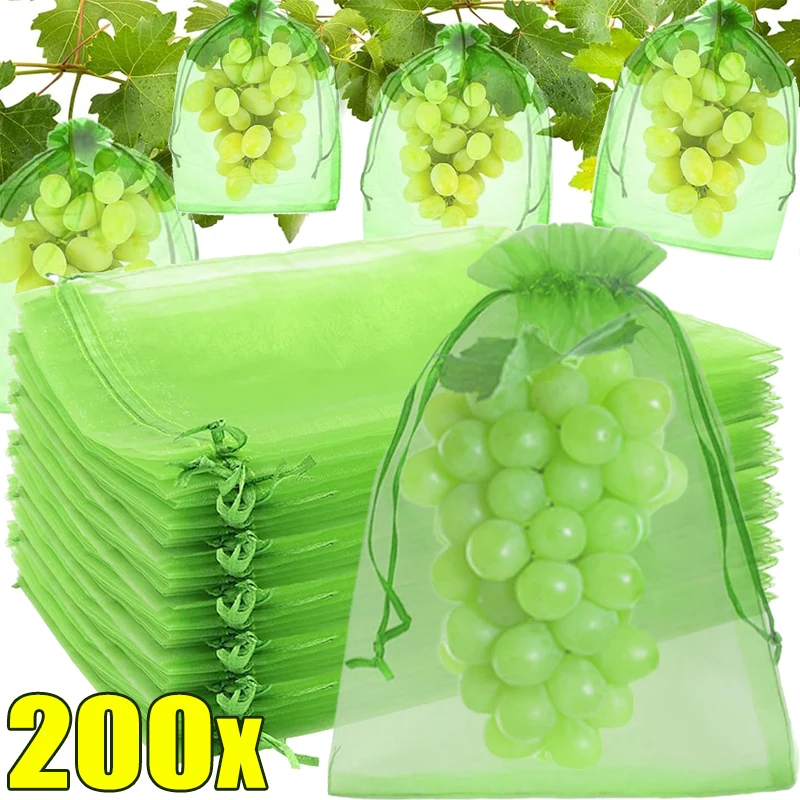 

Fruit Protection Bags Plant Grow Netting Bags with Drawstring Anti-Bird Strawberry Grape Mesh Bag Vegetable Cover Garden Tools