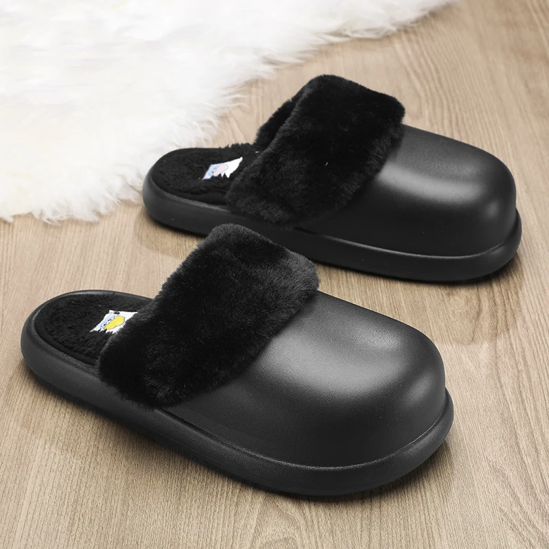 

Autumn Winter New Men Women Slippers Fur Plush Warm Cotton Slippers Shoes Indoor Slides Male Couple Bedroom House Warm Slippers