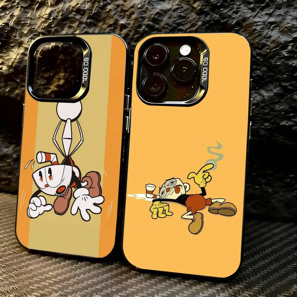 

C-Cuphead P-Popular Phone Case For iPhone 17,16,15,14,13,12,11 Plus,Pro Max,XS,Colored Silver Plated Inside Cover
