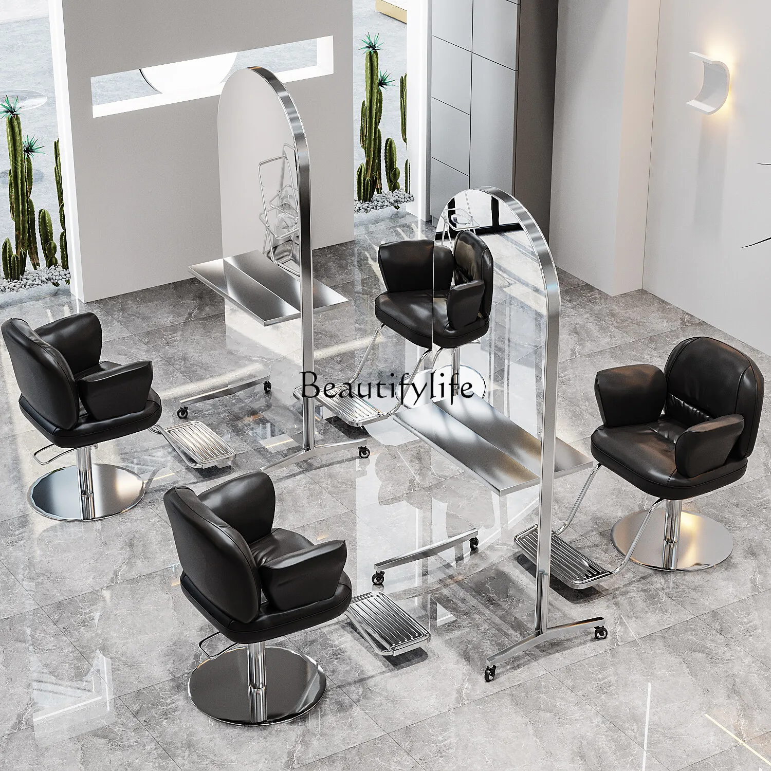 

New High-End Hair Salon Floor Dressing Table Hot Dyeing Area Double-Sided Mirror for Hair Salon