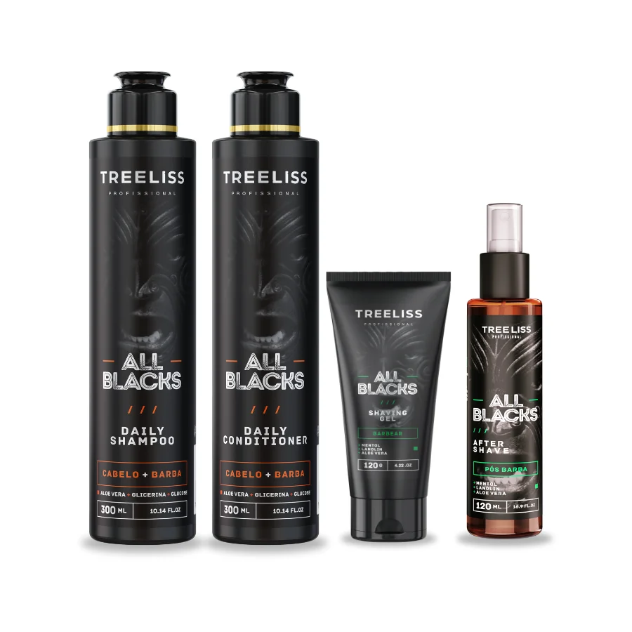 All Blacks Men's Beard and Hair Kit 4 items treeliss