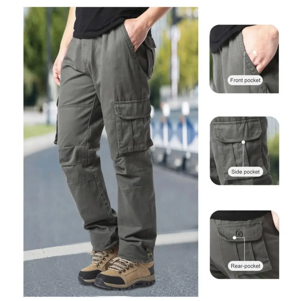 

Men Elastic Waist Trousers Comfortable Waistband Trousers Durable Men's Cargo Pants with Multiple Pockets for Outdoor for Hiking