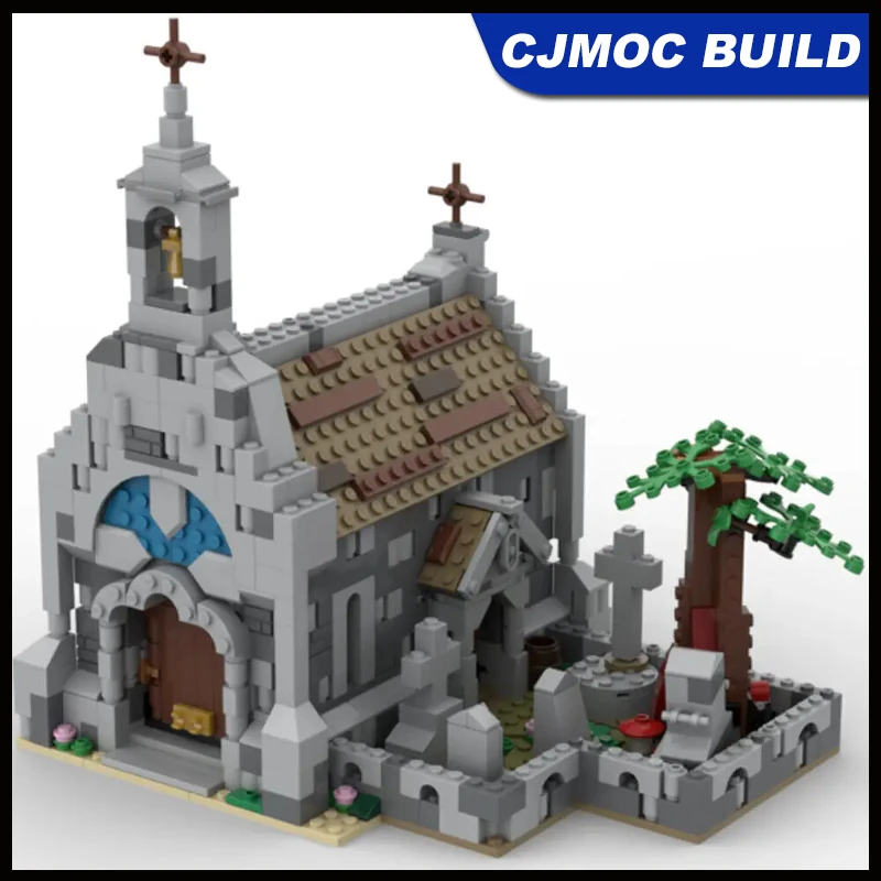 

1006 Pieces UCS MOC Medieval Chapel with Graveyard and Tree Building Block Castal Assembling Brick DIY Toys Set MOC-155491