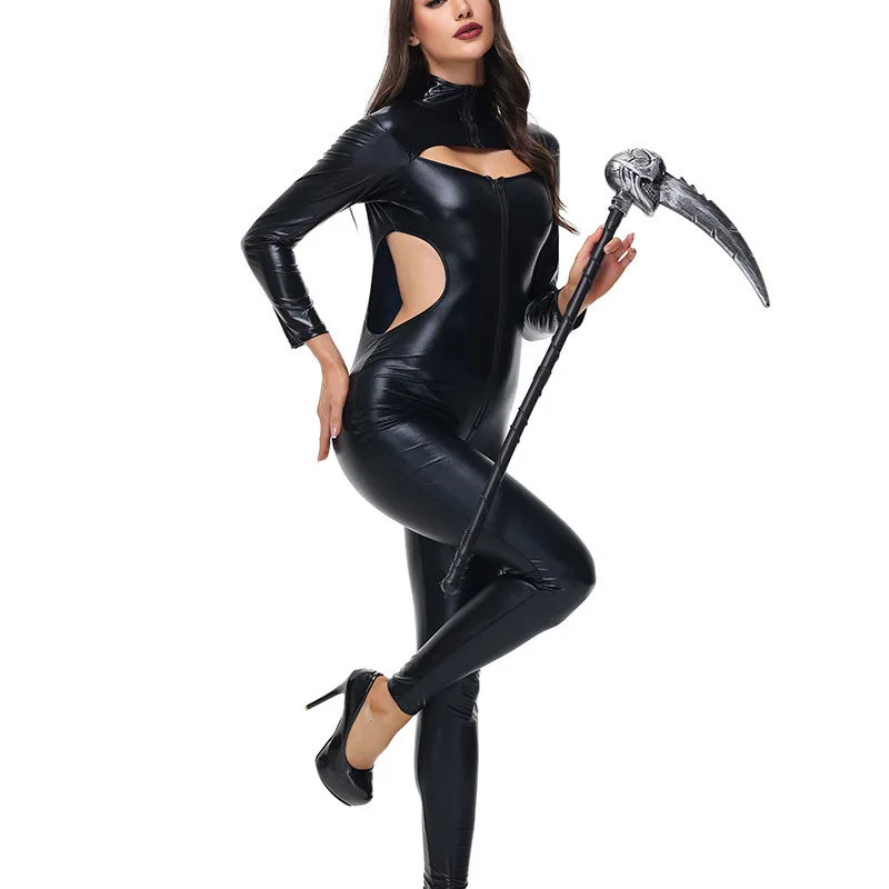 Gothic Bla Witch Halloween Sexy Anzug Enges Einteiliges Kostüm Damen Faion Bühnenauftritt Traditionelles Chinesisch...