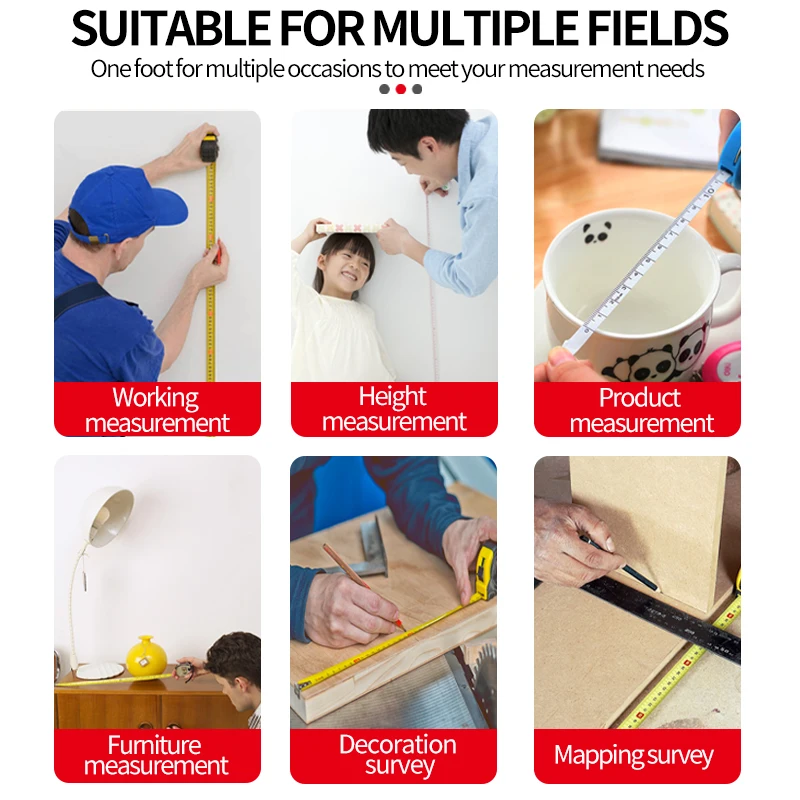 Baolian شريط قياس فولاذي عالي الدقة أدوات بناء متري سميك لخياطة الارتفاع مقياس قياس الجسم #6