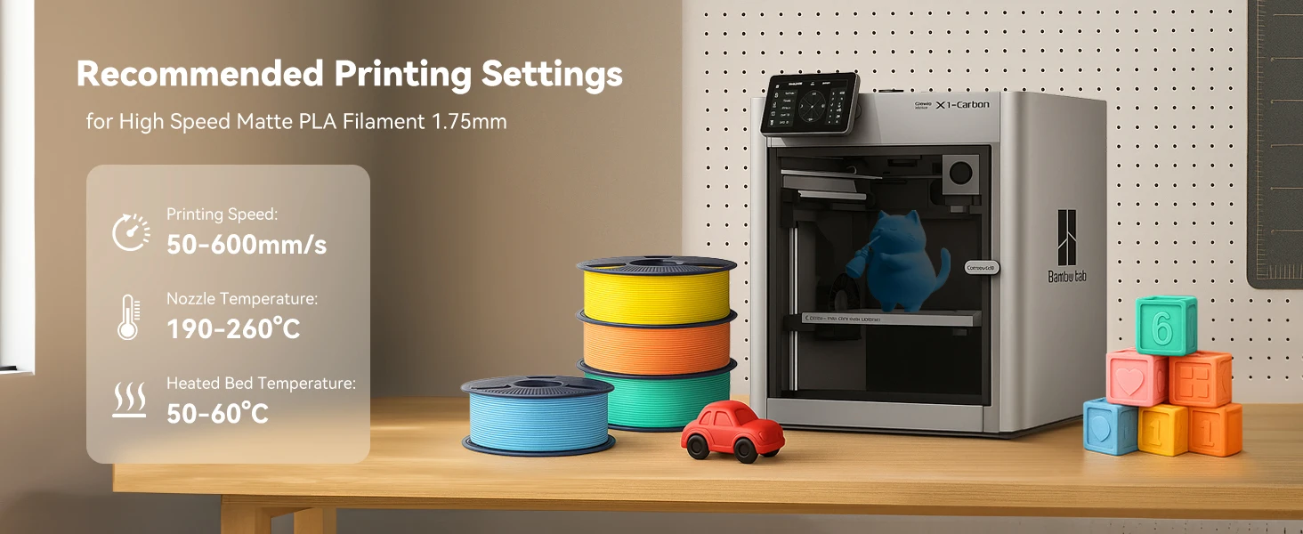 SUNLU PLA Classic 3D-Filament 1,75 mm 600 mm/s Hochgeschwindigkeits-Matt-PLA-Filament, verwicklungsfrei, für die meisten FDM-3D-Drucker, schneller Versand – Detail 6