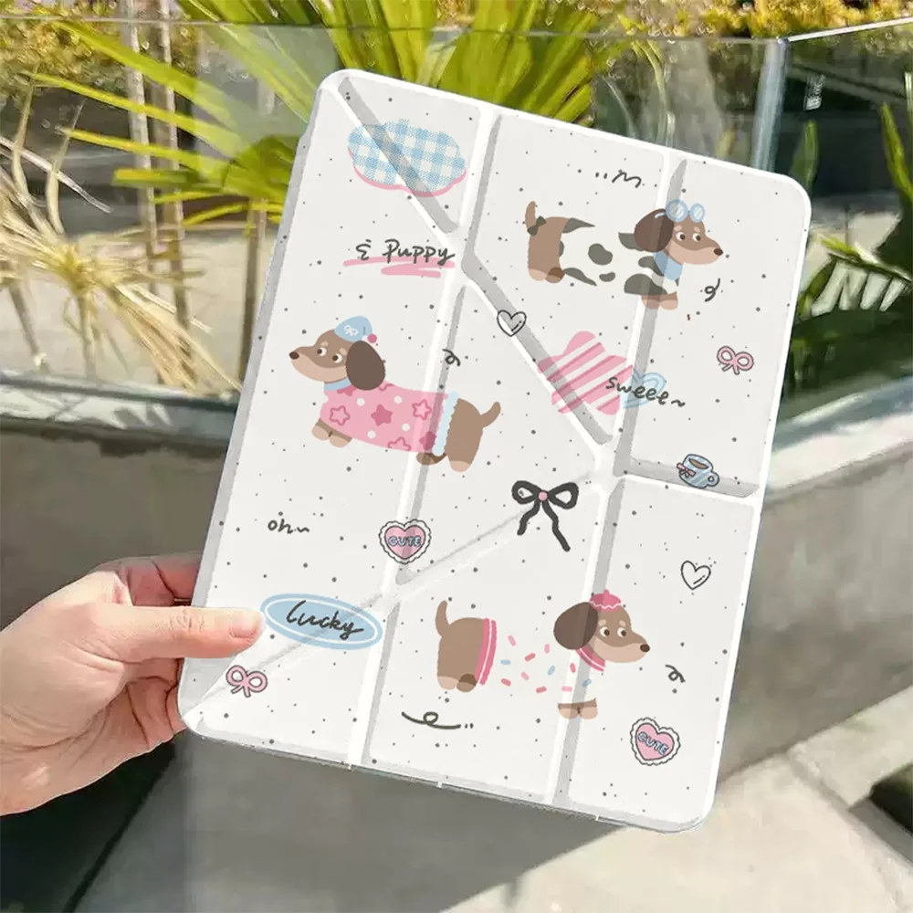 Clear Soft Case For iPad 11 10.9 10.2 9.7 Inch Cute Cartoon Puppy Bow Case iPad Pro 13 12.9 Inch Case Air 5 4 10.9 Mini 6 Cover