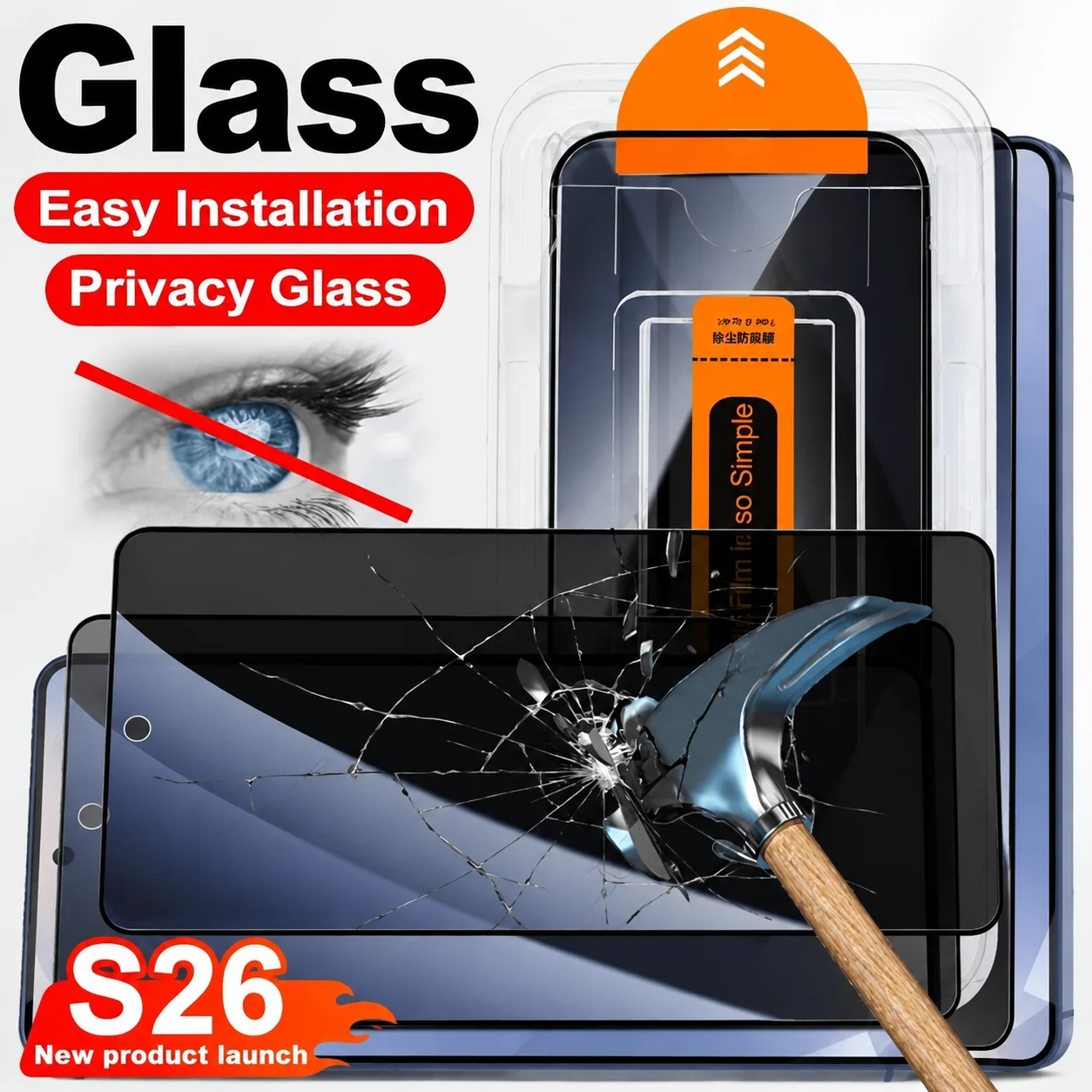 2Pcs Privacy Tempered Glass for Samsung Galaxy S26 S25 S24 Ultra S23 S22 S21 Plus S26 S25 Edge One Click Installation Protector