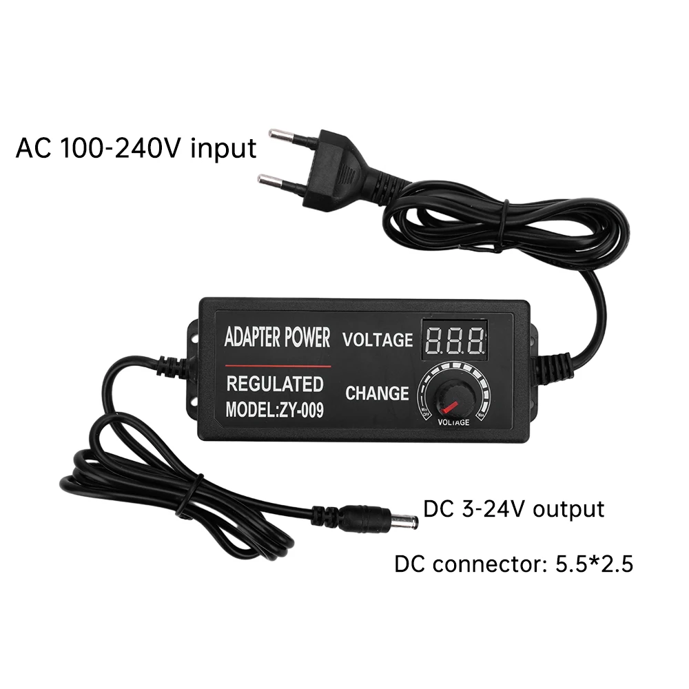 AC100V-240V to DC3V-12V/24V Adjustable Voltage Adapter Digital Display Power Supply Universal Adapter Overcharge Protection