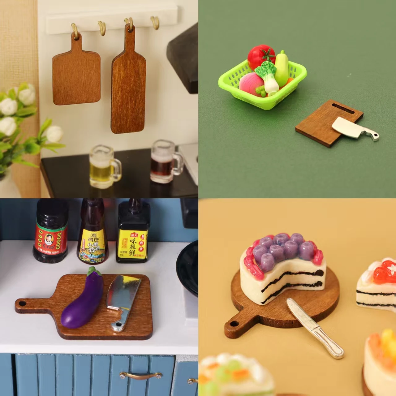 10/50/100pcs Mini Wooden Cutting Board, Dollhouse Cutting Board Handle Wood Paddle for Scene Setting of Dollhouse Kitchen