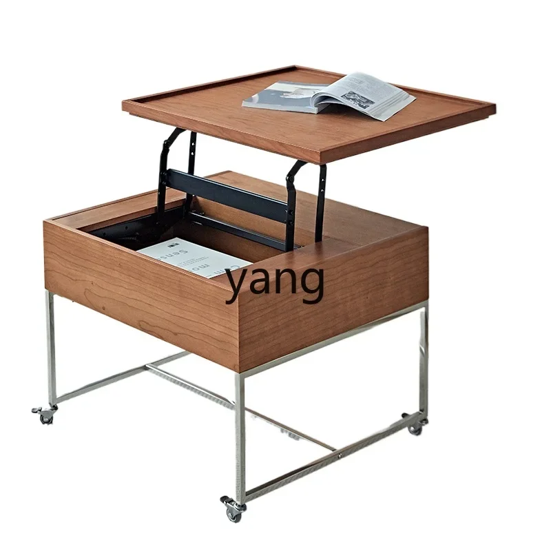 xyy square lifting multi-functional mobile coffee table living room storage dining table with wheels