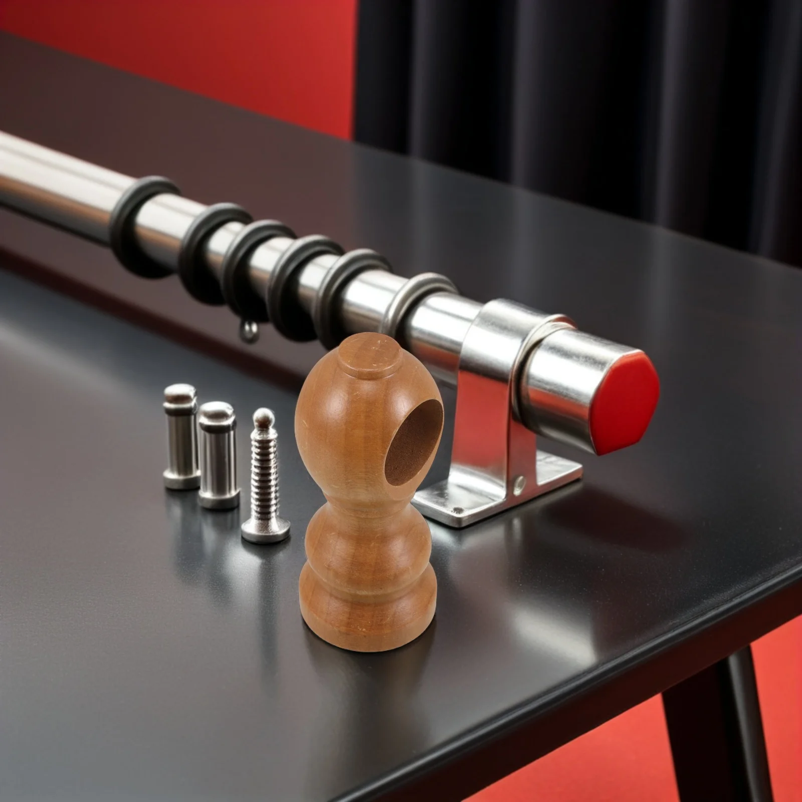 

1Set Wooden Curtain Rod Brackets Wall Mount Elegant Finish Single Double Hardware Curtains Rods Hanger