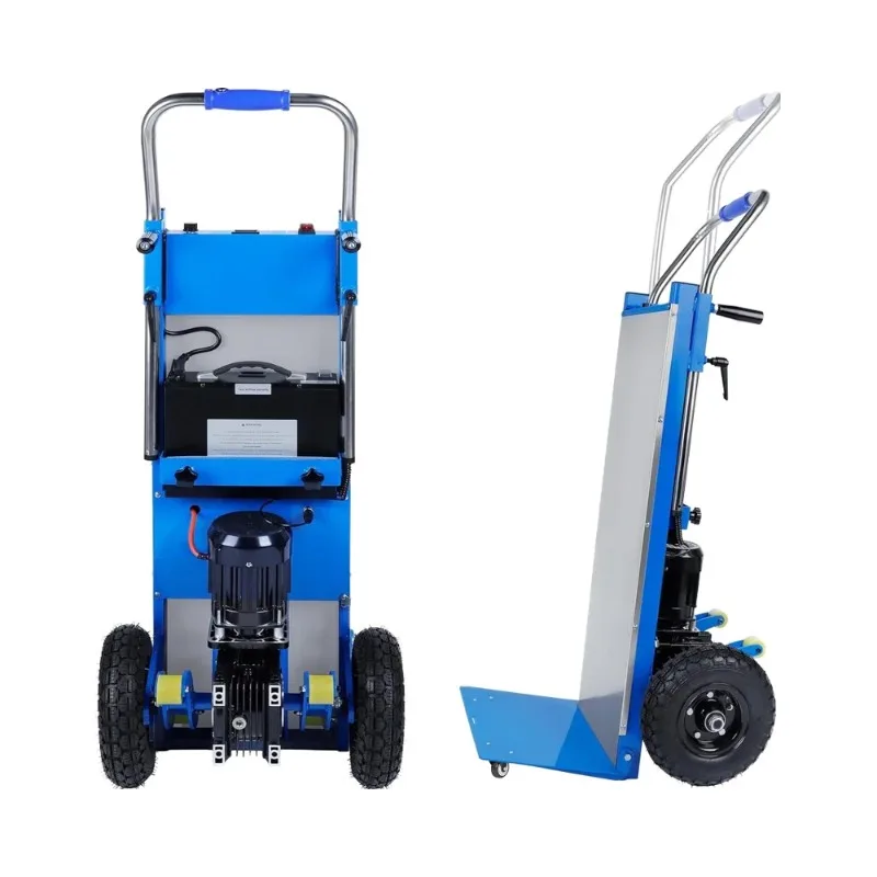 

New Electric Stair Climbing Dolly 1200W Foldable Rubber Hand Truck 4m Safety Rope 880 Lbs Capacity Furniture Logistics Warehouse