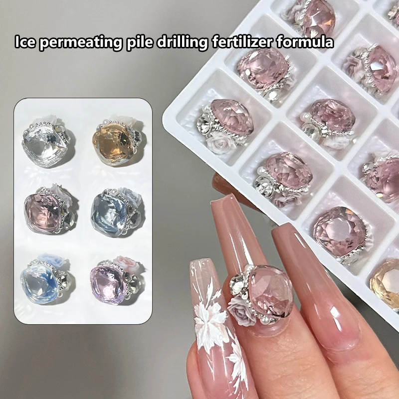 1PCS Crystal Nail Art Rhinestones Gems Decorations Sparkling Colorful Fat Pile Diamonds Manicure Fantasy Ornaments